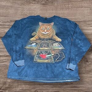 Cat Reading Shirt Blue long sleeve